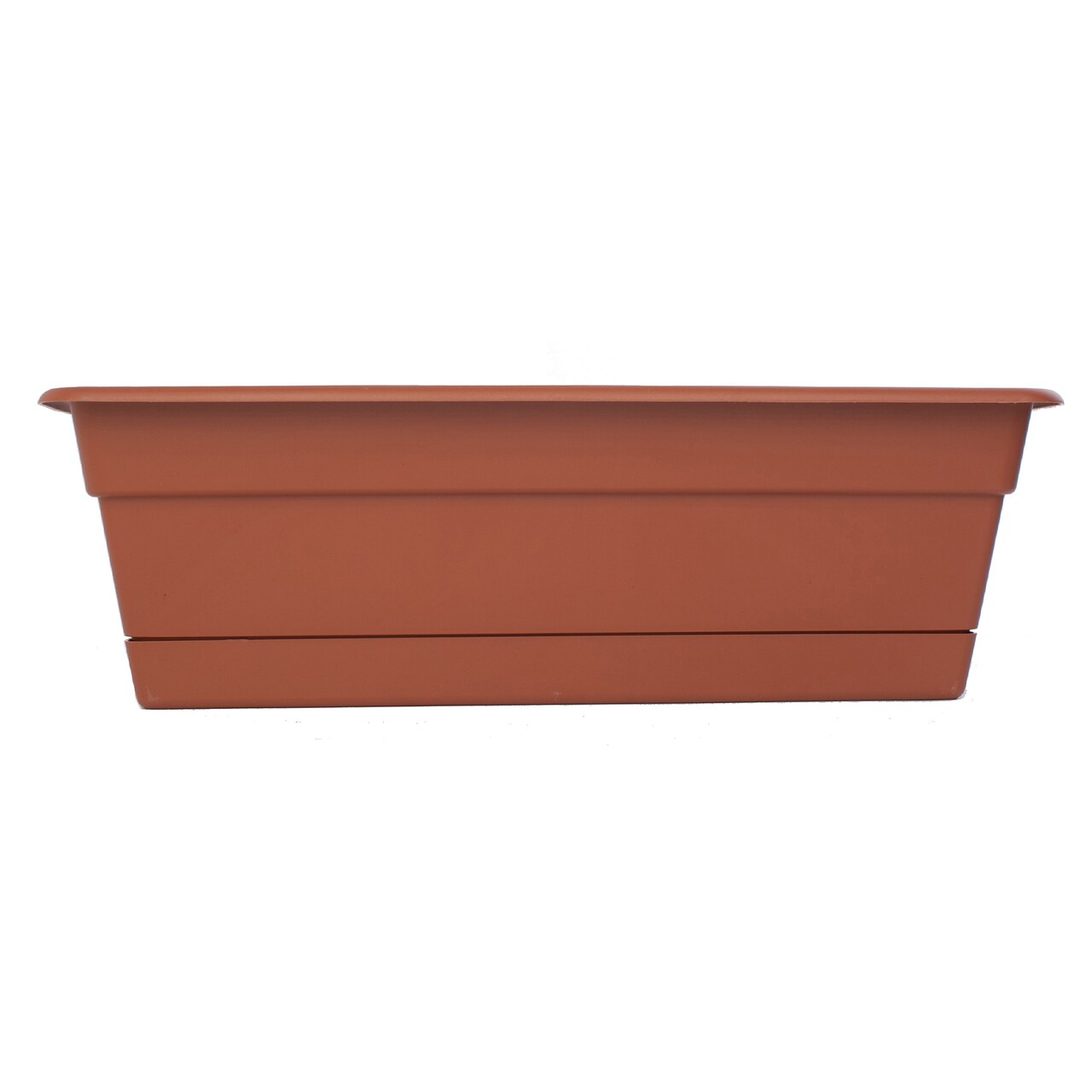 Bloem Dura Cotta Window Box Planter: 18" - Terra Cotta- With Tray, Weatherproof Resin Box, Removable Tray For Indoor & Outdoor Use, Gardening, 2 Gallon Capacity